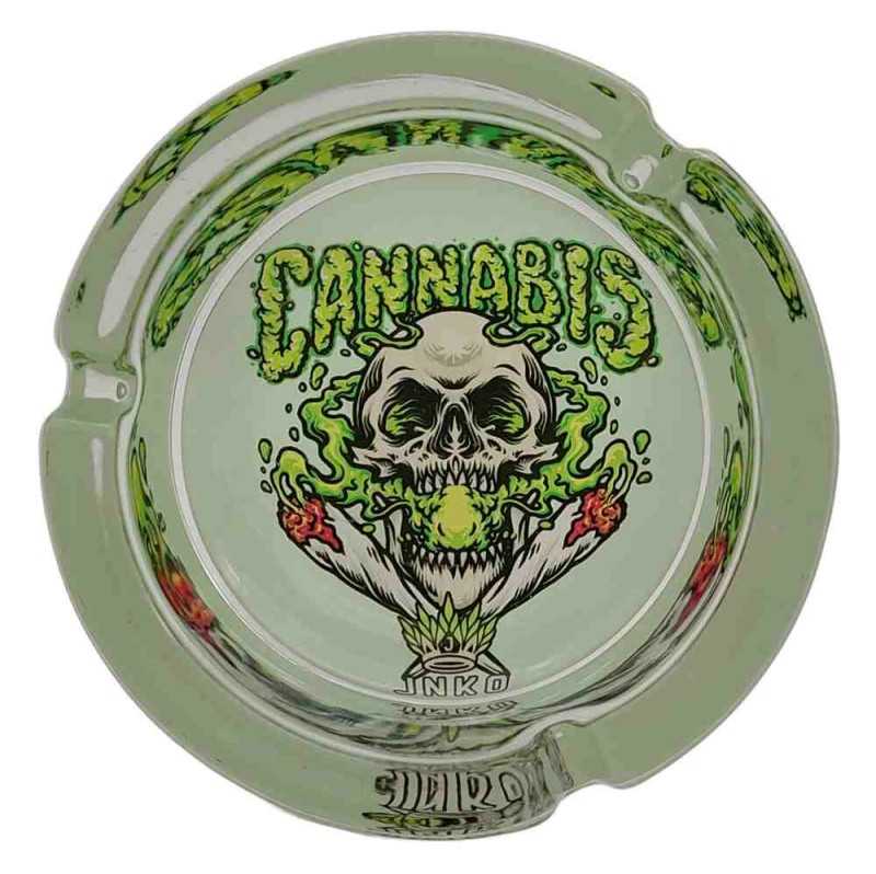 Aschenbecher-rund-Glas-10cm-Stay-420-Series-Design-3-Totenkopf-Raucher-2