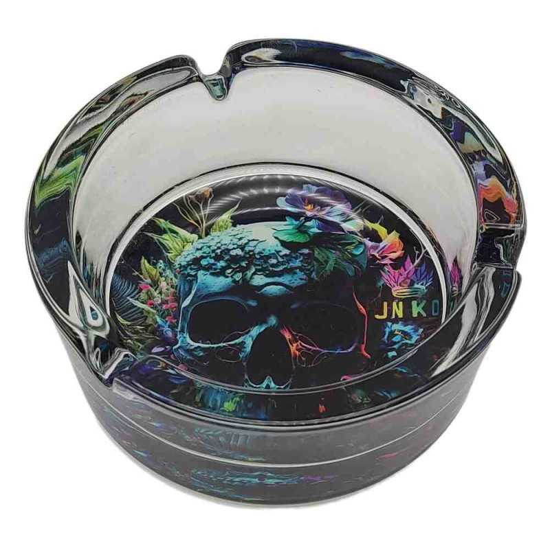 asbak-rond-glas-psychedelic-skull-2