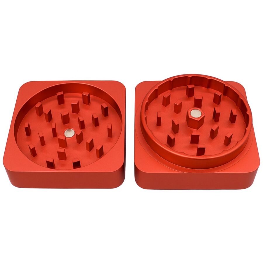 Best-Buds-Flat-Square-Aluminium-Grinder-2-Parts-50mm-Rust-1-900×900