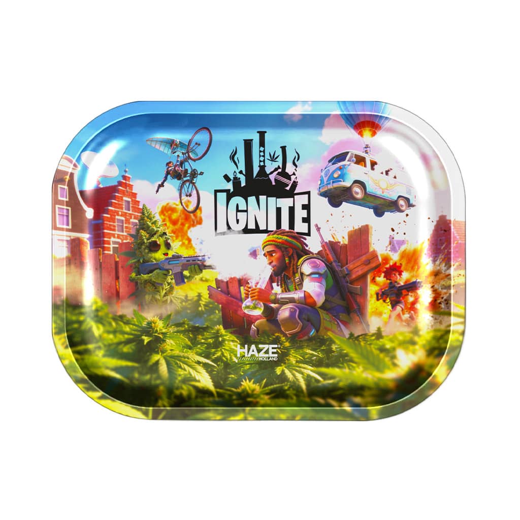 Haze-Holland-Metal-Rolling-Tray-Small-Pixel-High-IGNITE-Gaming-For-Smoking-No-Mess-Portable-Matte-Finish-x-07104